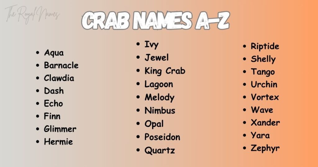 Crab Names A-Z 