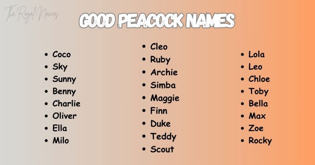 Good Peacock Names